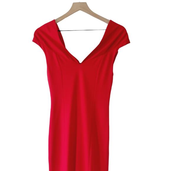 NEW Alice + Olivia Cecilia Red Draped-Shoulder Sleeveless Cocktail Dress - 2 - Picture 6 of 8
